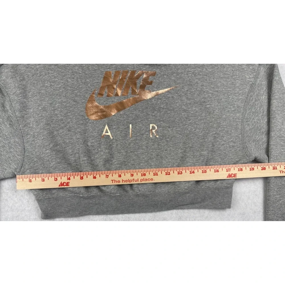 Nike Air Women's Cropped Sweatshirt XS Gray Rose Gold‎ Logo Crewneck Pullover